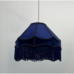 K Living Tassle 12inch Navy Traditional Shade with Tassels - thumbnail 2