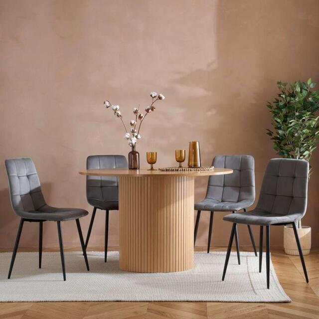 Birlea Axel Round Fluted Dining Table with 4 Chairs - image 1