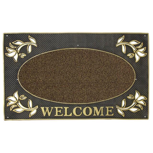 JVL Metallic Gold Welcome PVC Scraper Doormat - image 1