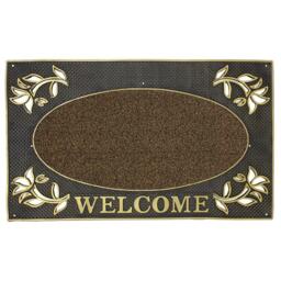 JVL Metallic Gold Welcome PVC Scraper Doormat - thumbnail 1