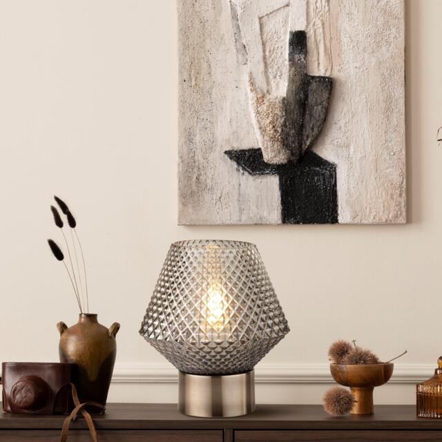 Lighting Collection Textured Smoked Glass Table Lamp - image 1