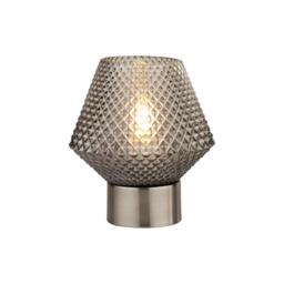 Lighting Collection Textured Smoked Glass Table Lamp - thumbnail 2
