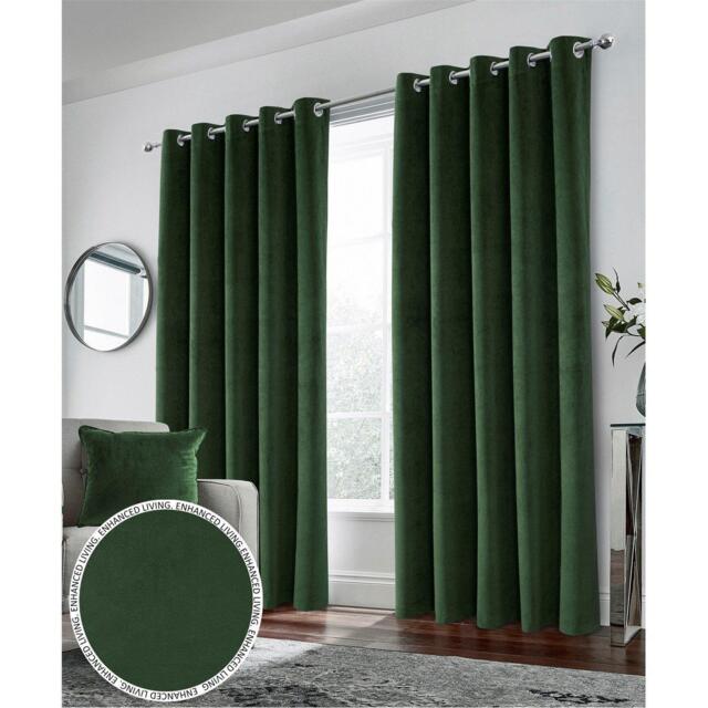 Enhanced Living Hampton Green Velvet Blackout Thermal Ring Curtain