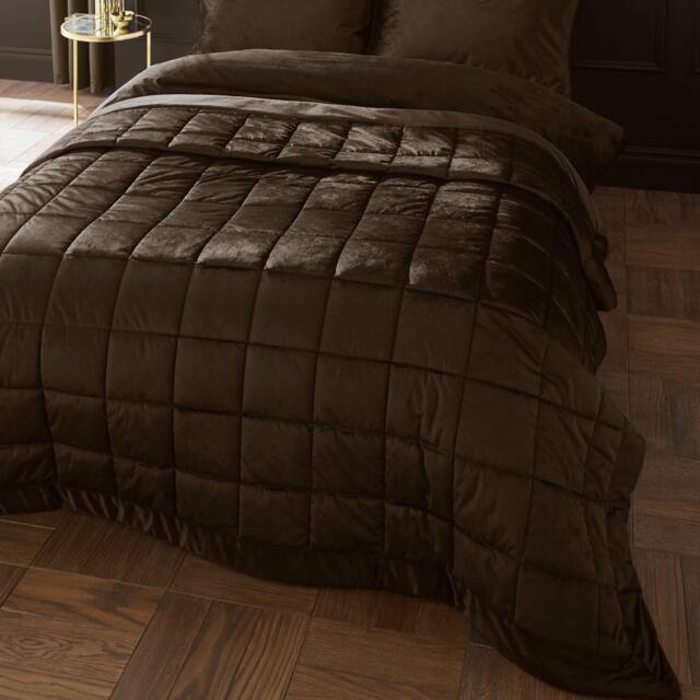 Catherine Lansfield Kingsley Matt Velvet Quilted Bedspread - image 1