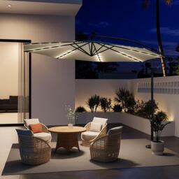 Breeins 32 LED Lighted Parasol with Crank Beige