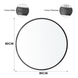 Kabinet UK Black Round Wall-Mounted Bathroom Mirror 80cm - thumbnail 3
