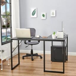 FurnitureR L-Shaped Corner Desk 129 cm Home Office Computer Table with Metal Frame - thumbnail 3