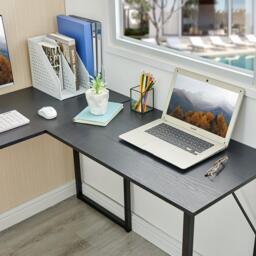 FurnitureR L-Shaped Corner Desk 129 cm Home Office Computer Table with Metal Frame - thumbnail 5