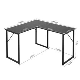 FurnitureR L-Shaped Corner Desk 129 cm Home Office Computer Table with Metal Frame - thumbnail 8