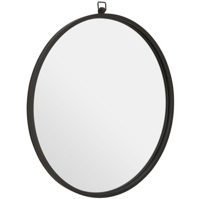 Fifty Five South Jacen Black Metal Frame Round Wall Mirror - image 1