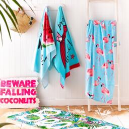Catherine Lansfield Flamingo Cotton Beach Towel - thumbnail 2