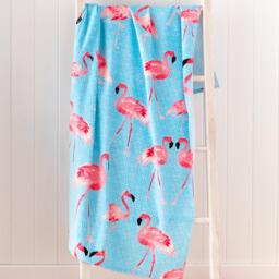 Catherine Lansfield Flamingo Cotton Beach Towel - thumbnail 1