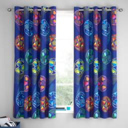 Catherine Lansfield Bright Football Fully Reversible Eyelet Curtains - thumbnail 2