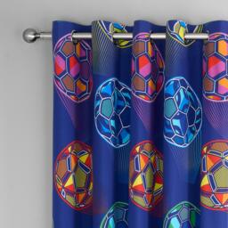 Catherine Lansfield Bright Football Fully Reversible Eyelet Curtains - thumbnail 1
