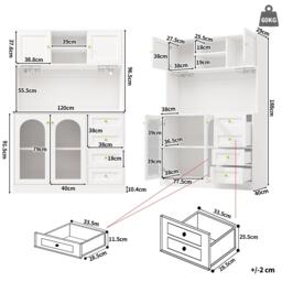 Urban Meuble Buffet Cabinet Farmhouse Fluted Glass - thumbnail 6