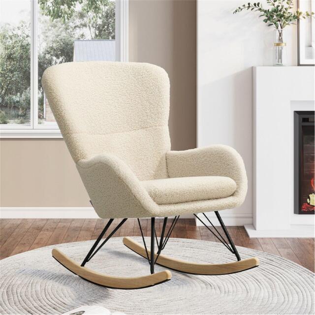 Kabinet UK Wool Rocking Chair with Removable Cushion Beige - image 1