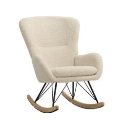 Kabinet UK Wool Rocking Chair with Removable Cushion Beige - thumbnail 3