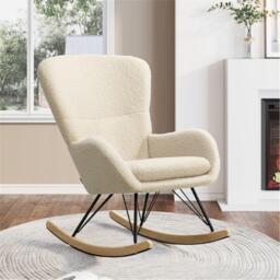 Kabinet UK Wool Rocking Chair with Removable Cushion Beige