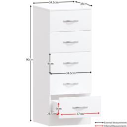 Lassic Vida Designs Riano 5 Drawer Narrow Chest - thumbnail 2