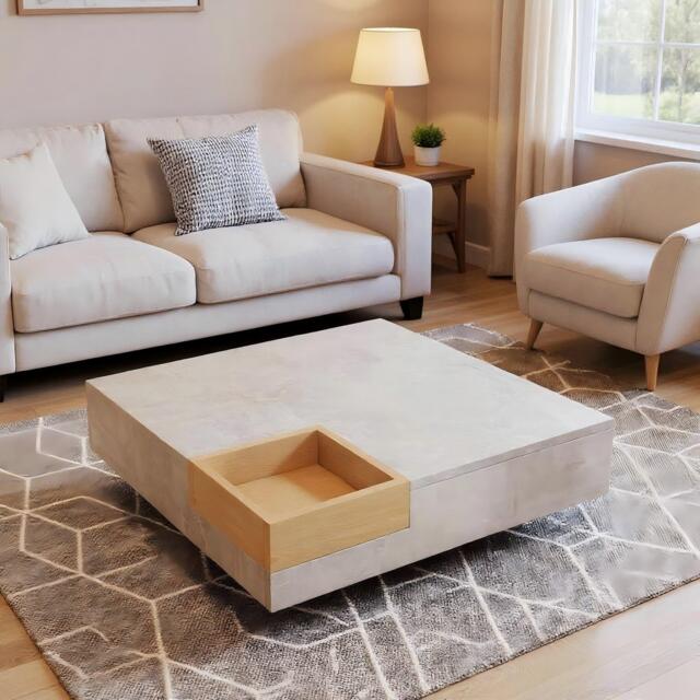 Urban Meuble Modern Grey Concrete-Effect Coffee Table - image 1