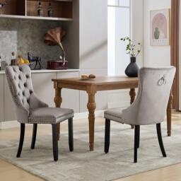 Urban Meuble Modern Set of 2 Upholstered Velvet Dining Chairs - thumbnail 2