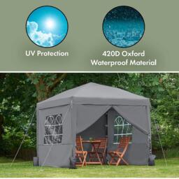 VonHaus VonHaus 2.5M X 2.5M Grey Pop Up Gazebo Set - thumbnail 5