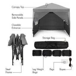 VonHaus VonHaus 2.5M X 2.5M Grey Pop Up Gazebo Set - thumbnail 2