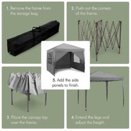 VonHaus VonHaus 2.5M X 2.5M Grey Pop Up Gazebo Set - thumbnail 3