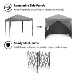 VonHaus VonHaus 2.5M X 2.5M Grey Pop Up Gazebo Set - thumbnail 4