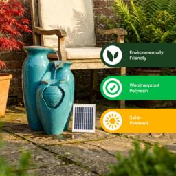 Streetwize Solar Water Feature - Azure Grecian Pots - thumbnail 4