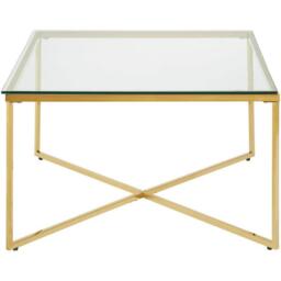 Interiors by Premier Allure Gold Finish Cross Base Coffee Table - thumbnail 1