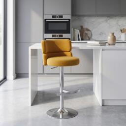 Shankar Mason Brushed Velvet Brushed Steel Base Bar Stool - thumbnail 1