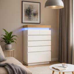 Urban Meuble Modern White Console Table with LED Accent - thumbnail 3