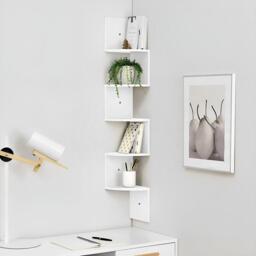 Kabinet UK 5-Tier White Wooden Zigzag Floating Corner Shelves - thumbnail 4
