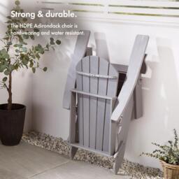 VonHaus VonHaus Grey Folding Adirondack Chair - Foldable - thumbnail 4