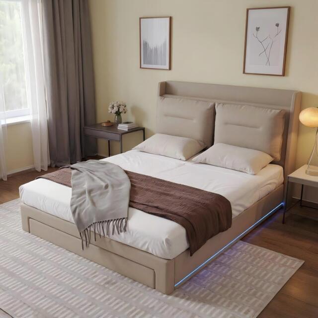 Urban Meuble Upholstered Bed Frame with Storage Drawers - image 1