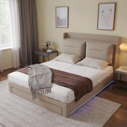 Urban Meuble Upholstered Bed Frame with Storage Drawers - thumbnail 1