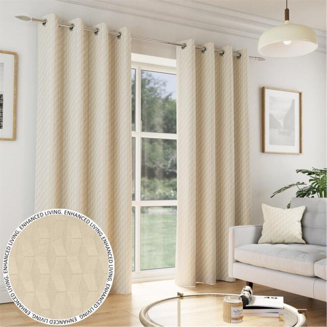 Enhanced Living Tokyo Cream Room Darkening Velvet Eyelet Curtains - image 1