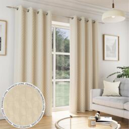 Enhanced Living Tokyo Cream Room Darkening Velvet Eyelet Curtains - thumbnail 1