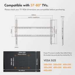 VonHaus VonHaus - 37-80 Flat-to-wall TV bracket - thumbnail 5