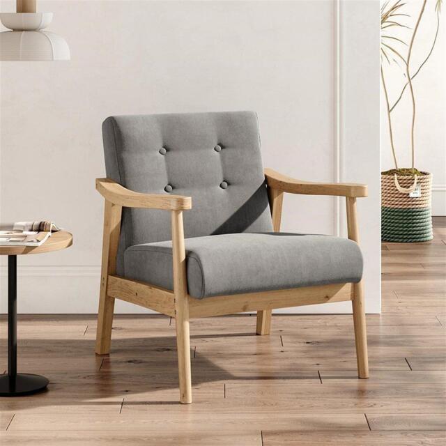 Kabinet UK Grey Modern Wood Frame Upholstered Armchair - image 1