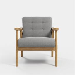 Kabinet UK Grey Modern Wood Frame Upholstered Armchair - thumbnail 3