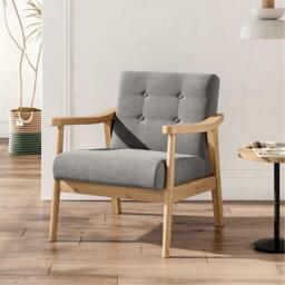 Kabinet UK Grey Modern Wood Frame Upholstered Armchair - thumbnail 2