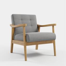 Kabinet UK Grey Modern Wood Frame Upholstered Armchair - thumbnail 5