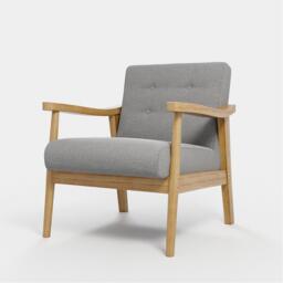 Kabinet UK Grey Modern Wood Frame Upholstered Armchair - thumbnail 4