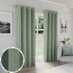 Enhanced Living Austin Green 100% Blackout Eyelet Curtains