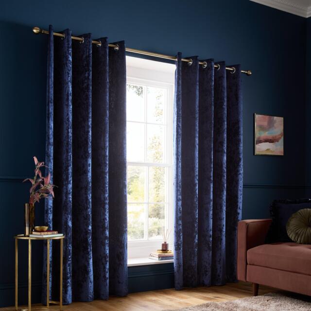 Catherine Lansfield Crushed Velvet Lined Eyelet Curtains - image 1