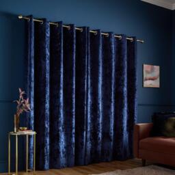 Catherine Lansfield Crushed Velvet Lined Eyelet Curtains - thumbnail 2