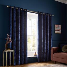 Catherine Lansfield Crushed Velvet Lined Eyelet Curtains - thumbnail 1