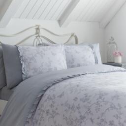 Dreams and Drapes Kristen Floral Frill Duvet Cover Set in Grey - thumbnail 2
